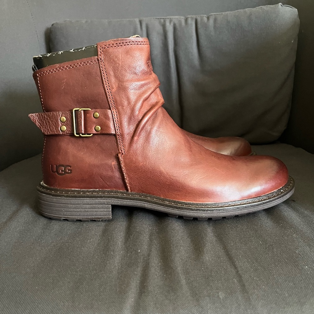 UGG Brown Leather Ankle Boots